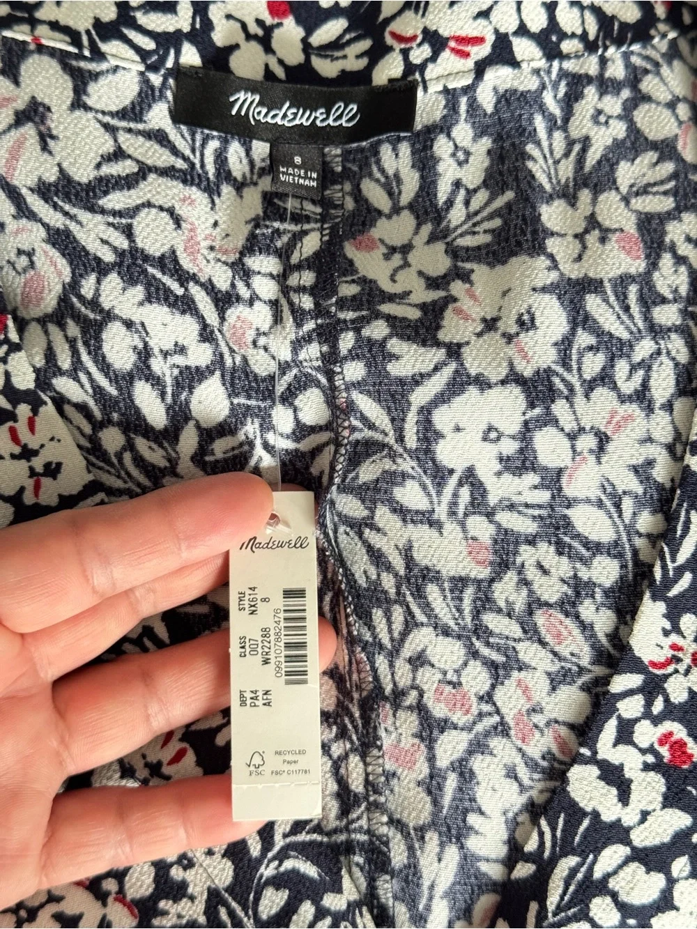 NWT Madewell Button-Front Flutter-Sleeve Midi Dress in Floral Sz 8